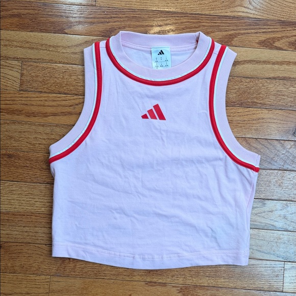 adidas Tops - adidas Pink Tank Top with Red Trim